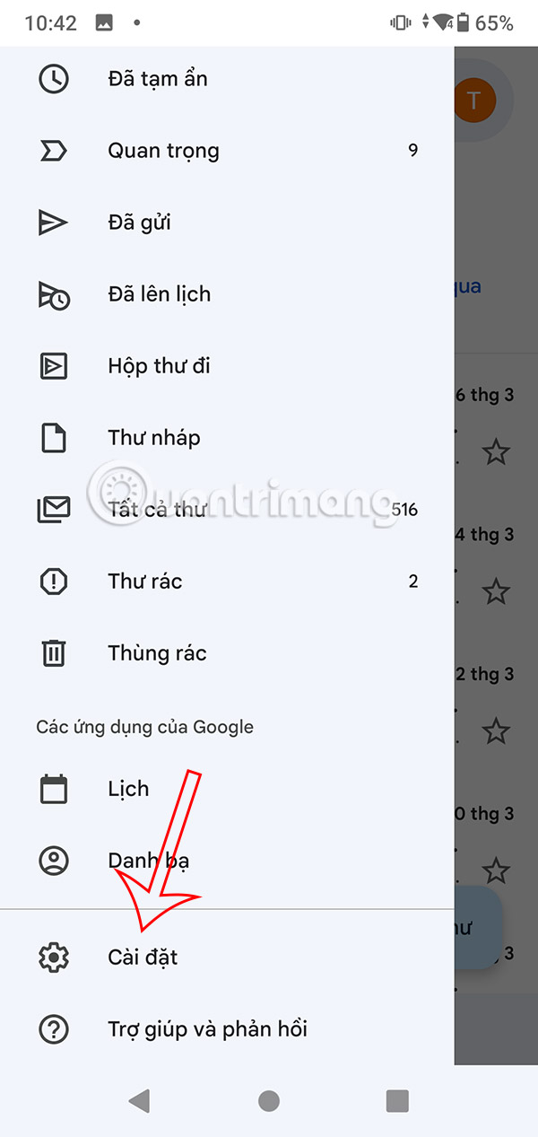 Cài đặt Gmail