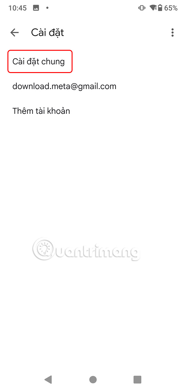 Cài đặt chung Gmail