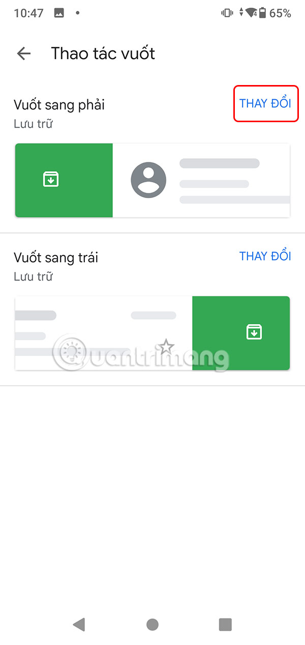 Chỉnh thao tác vuốt