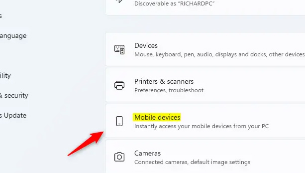 Mobile devices Windows 11