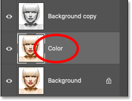 Đổi tên của layer thành Color.