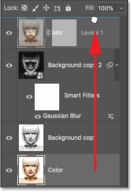 Kéo layer Color lên trên cùng.