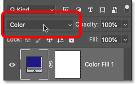 Thay đổi blend mode của fill layer thành Color.