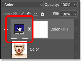 Nhấp đúp vào mẫu màu của fill layer trong bảng Layers của Photoshop