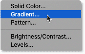 Chọn fill layer Gradient.