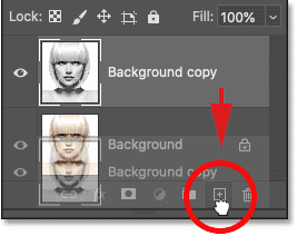 Kéo layer Background copy vào biểu tượng layer mới.