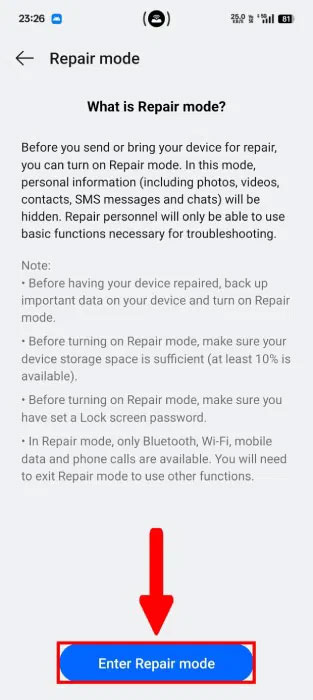 Vào Repair Mode trong Android