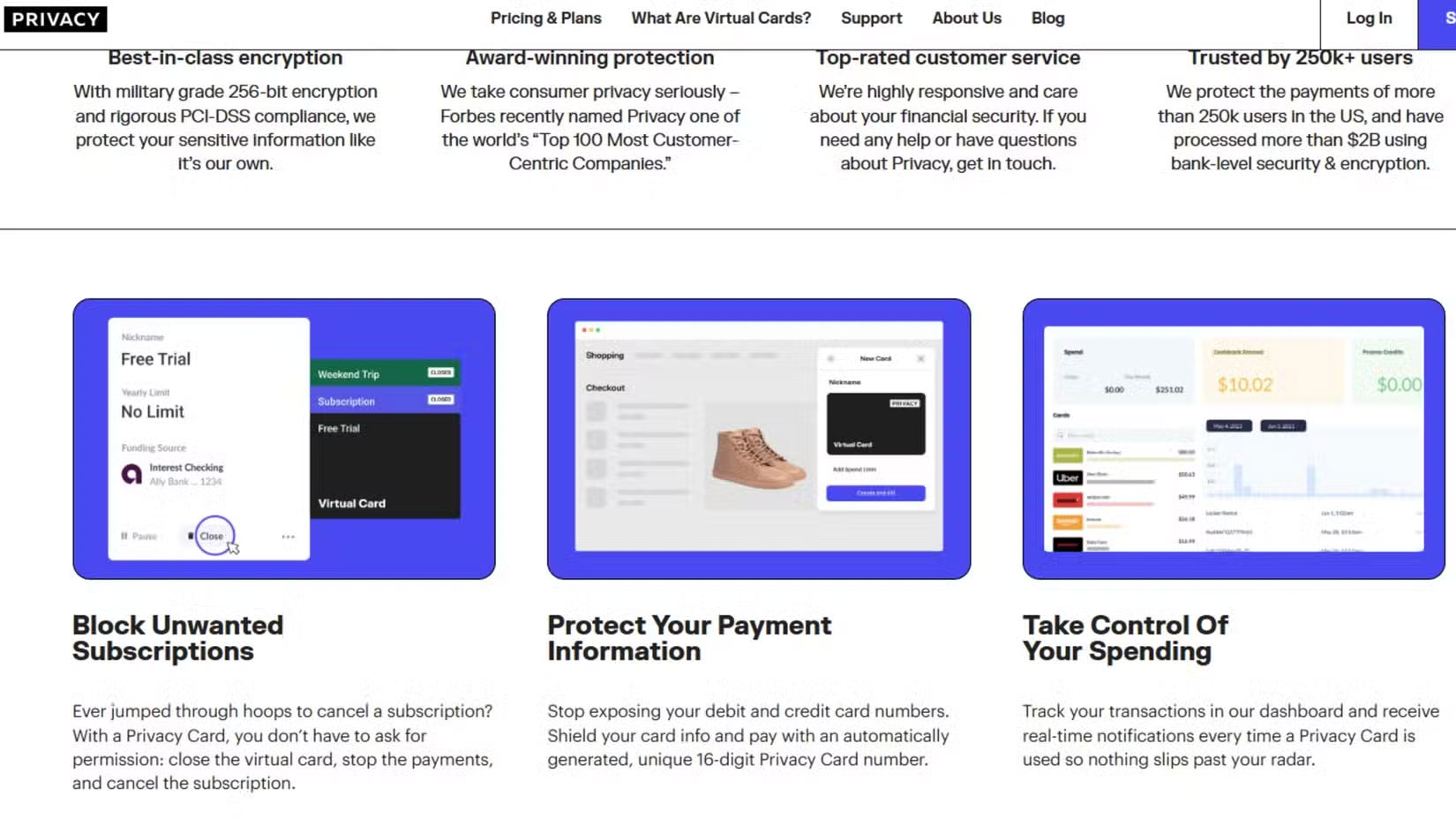 Trang web Privacy.com phân tích các lợi ích của thẻ dùng một lần.