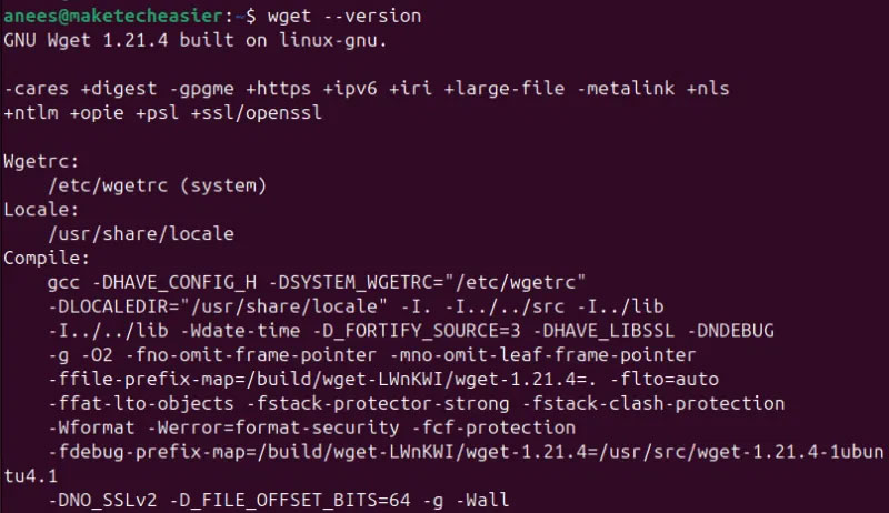 Xác minh cài đặt Wget