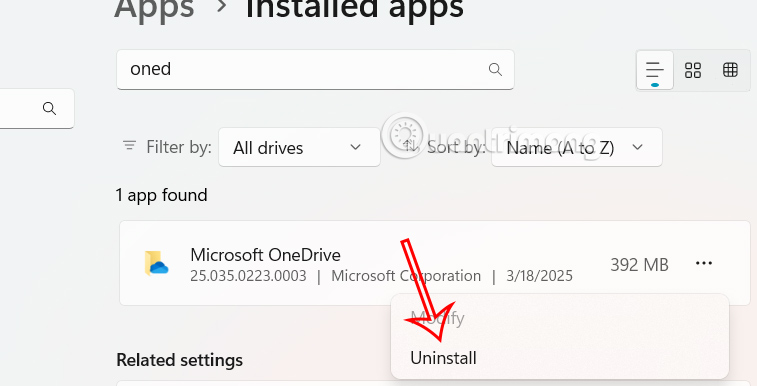 Xóa OneDrive trên Windows 11 