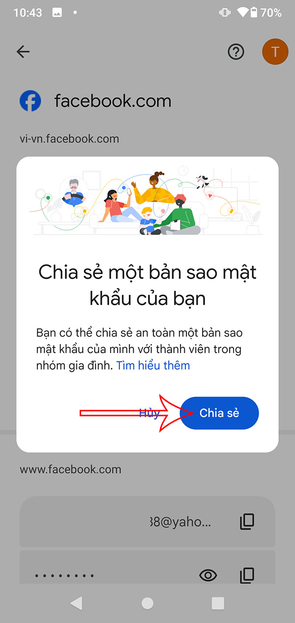 Chia sẻ mật khẩu Chrome cho thành viên