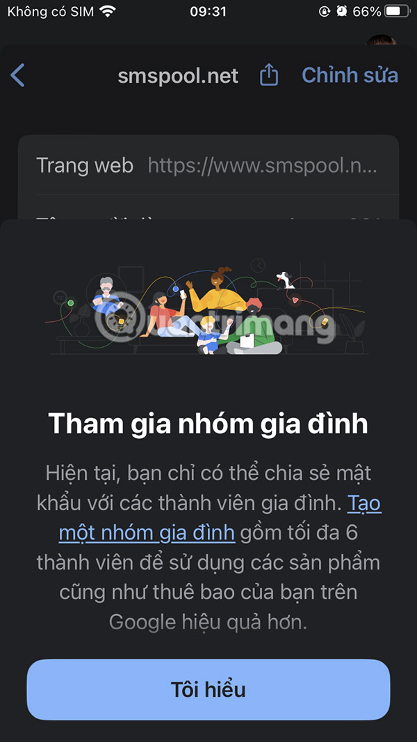 Chọn thành viên chia sẻ mật khẩu
