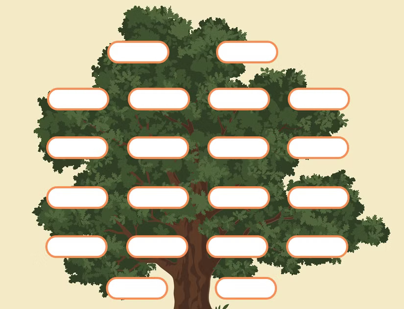 Template cây phả hệ 20 thành viên cho Microsoft Word