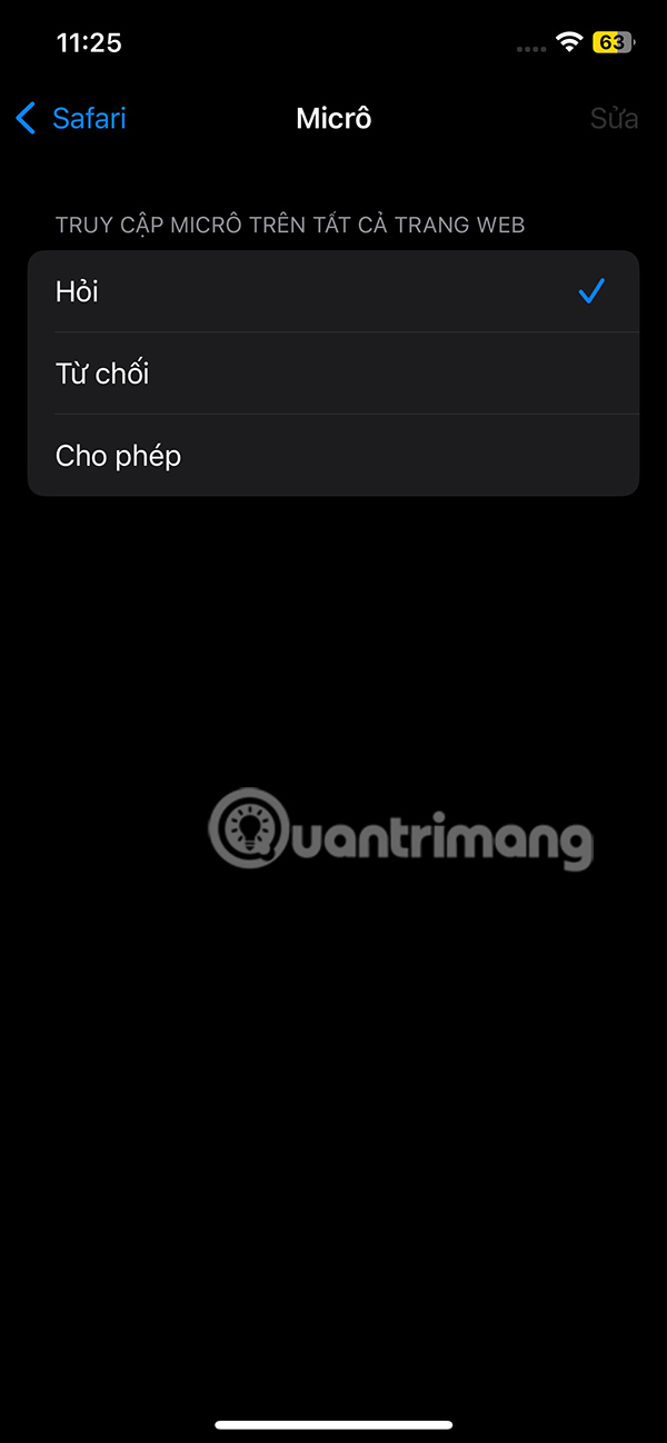 Thay đổi cài đặt trang web Safari