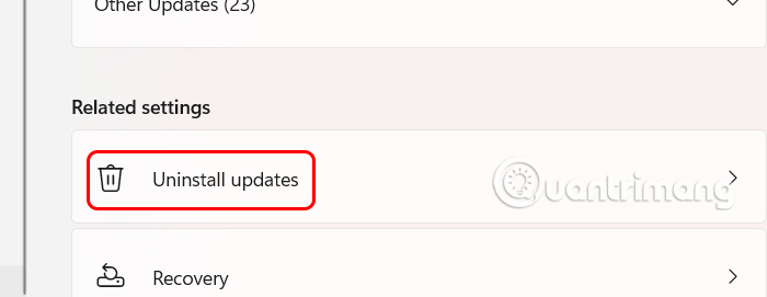 Uninstall updates Windows 11