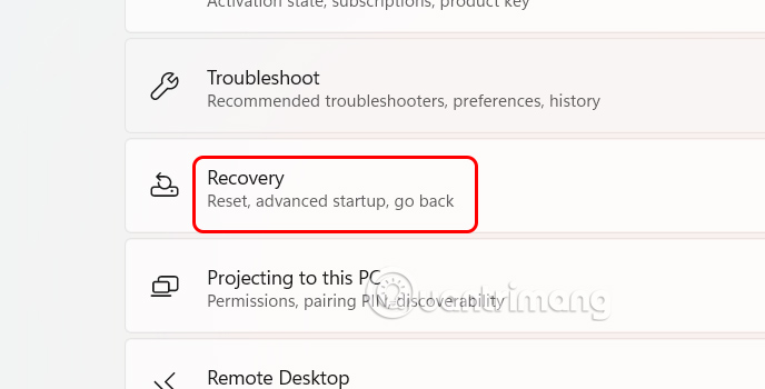 Recovery updates Windows 11