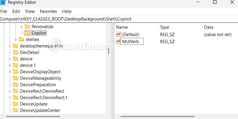 Đặt tên giá trị cho key trong Registry Editor