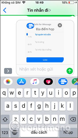 Ứng dụng bình chọn trên iMessage