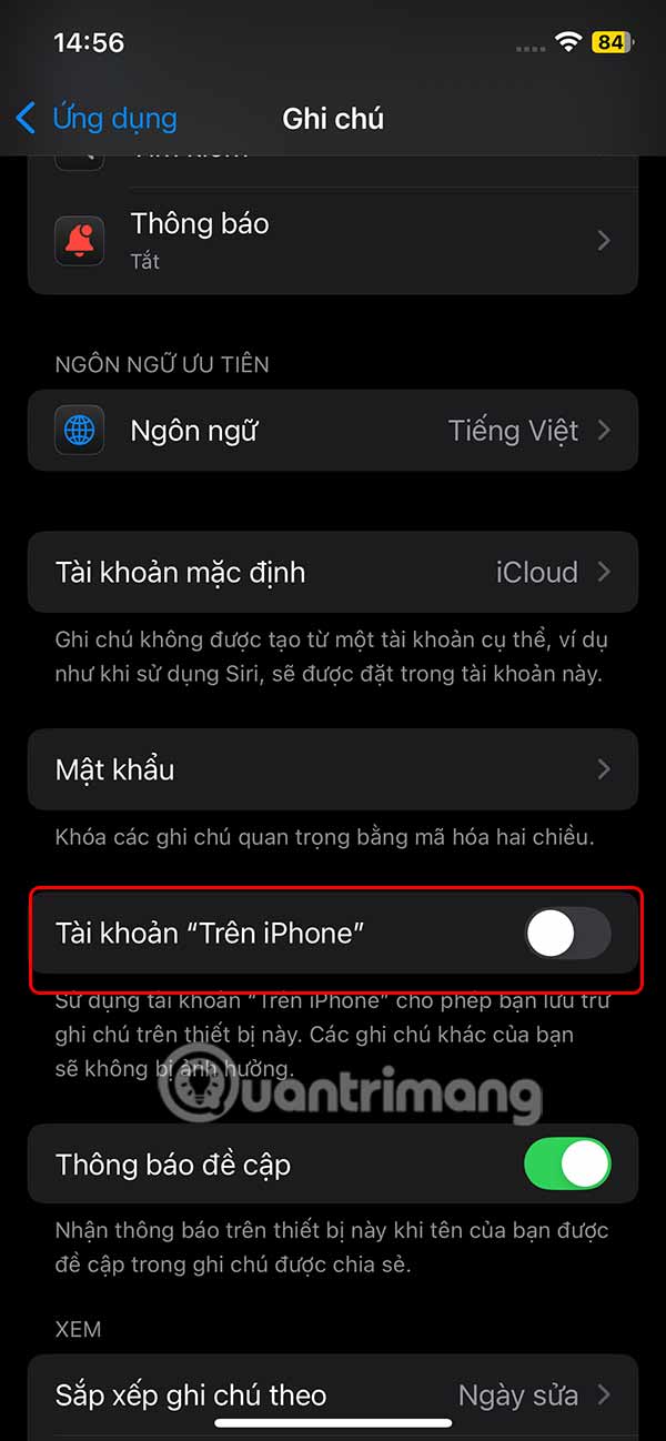 Tài khoản Trên iPhone