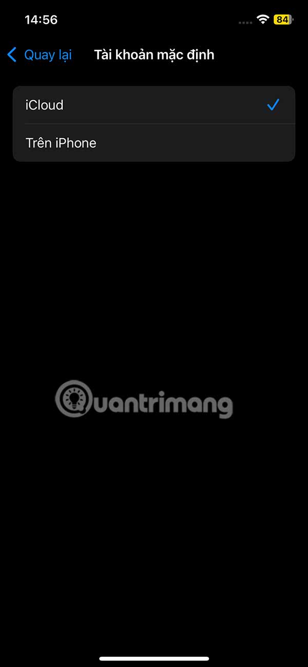 Tài khoản mặc định Note iPhone