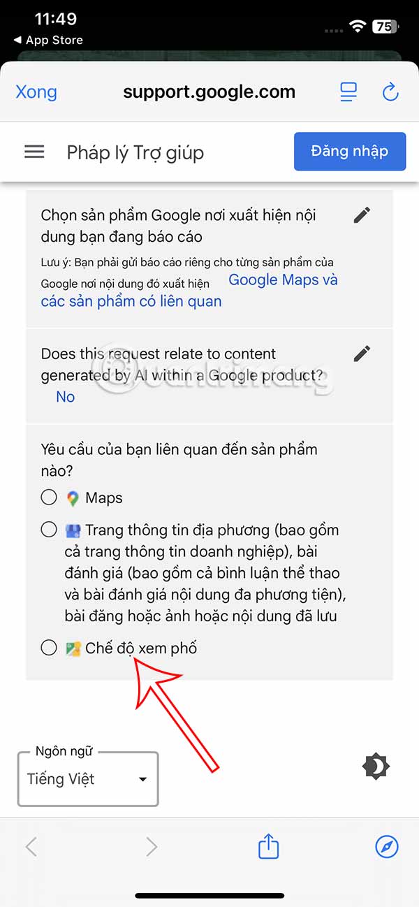 Chọn vấn đề làm mờ cần xử lý