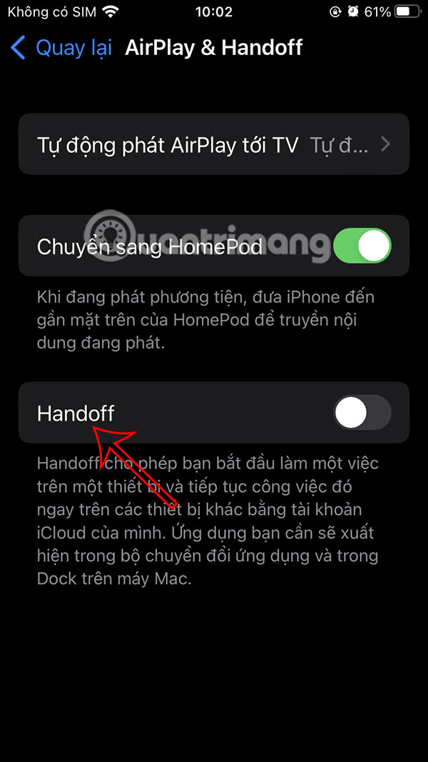 Tắt Handoff iPhone