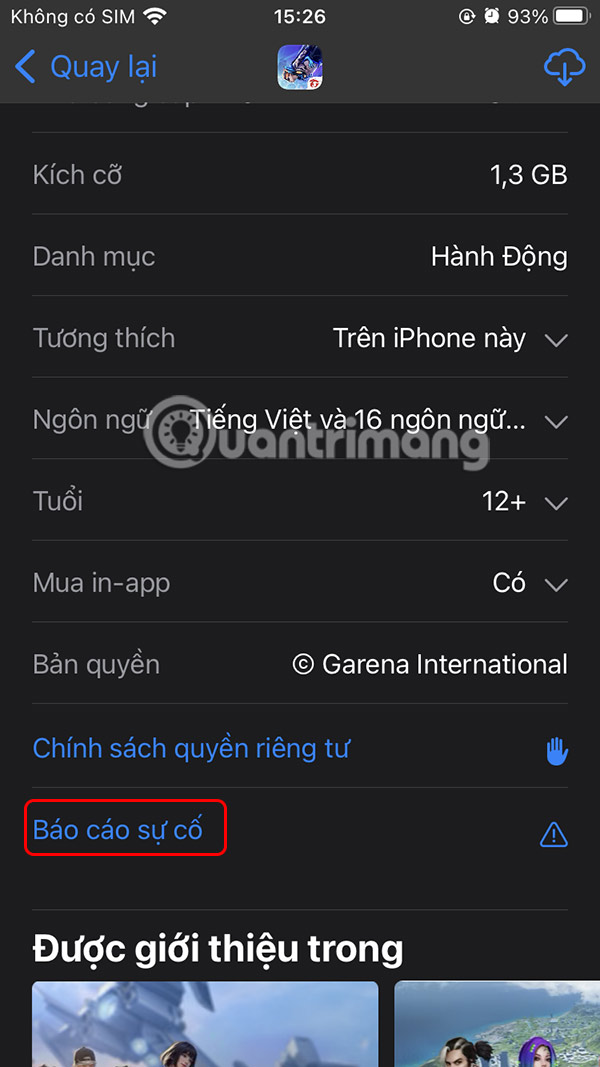 Báo cáo sự cố ứng dụng cho Apple Store