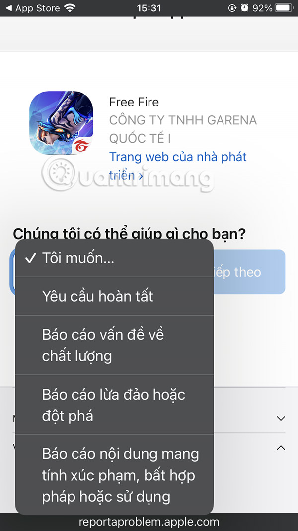 Báo cáo sự cố ứng dụng giả mạo Apple Store
