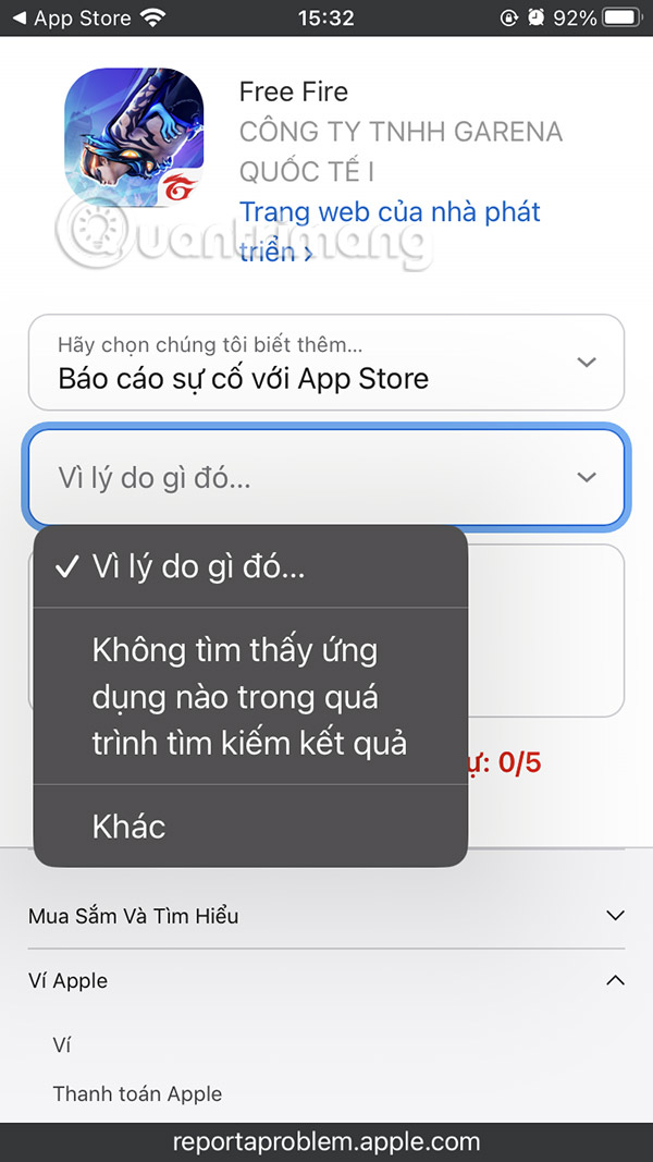 Báo cáo sự cố với App Store