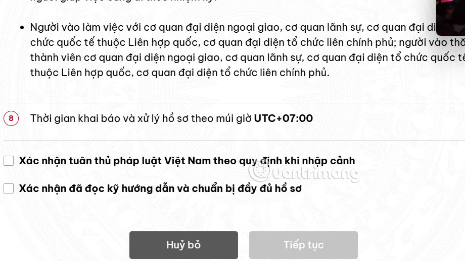 Khai báo thị thực e-visa