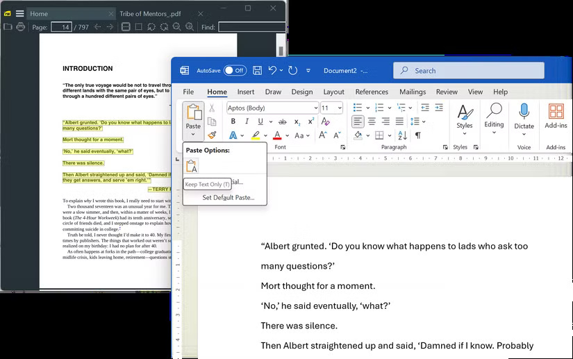 Xóa định dạng và dán dưới dạng văn bản trong Microsoft Word