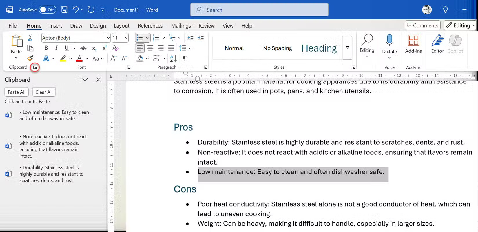 Microsoft Word Office Clipboard 