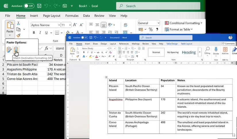 Dán từ ChatGPT sang Microsoft Word bằng Excel làm trung gian