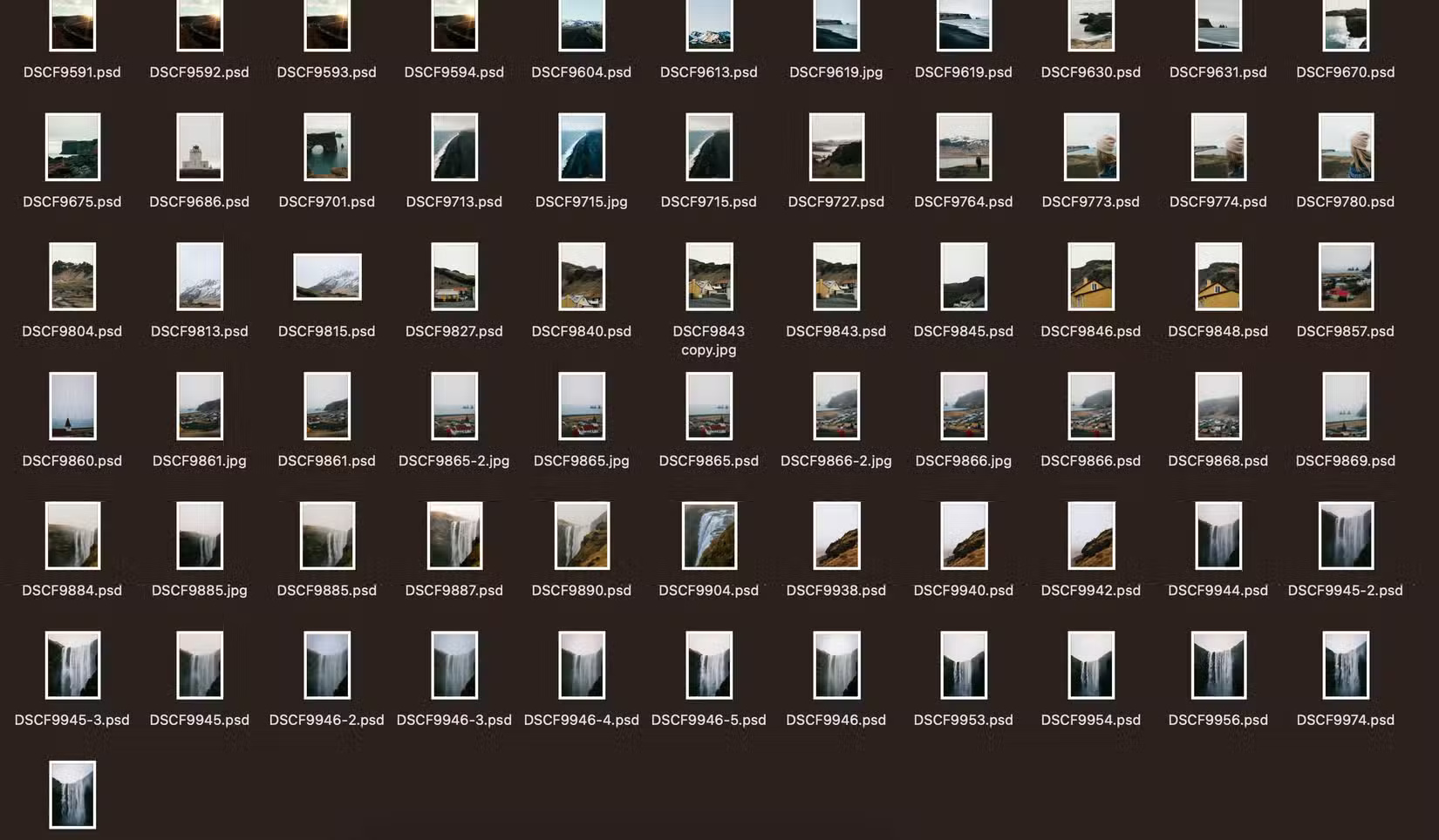 Một thư mục file PSD trên ổ cứng