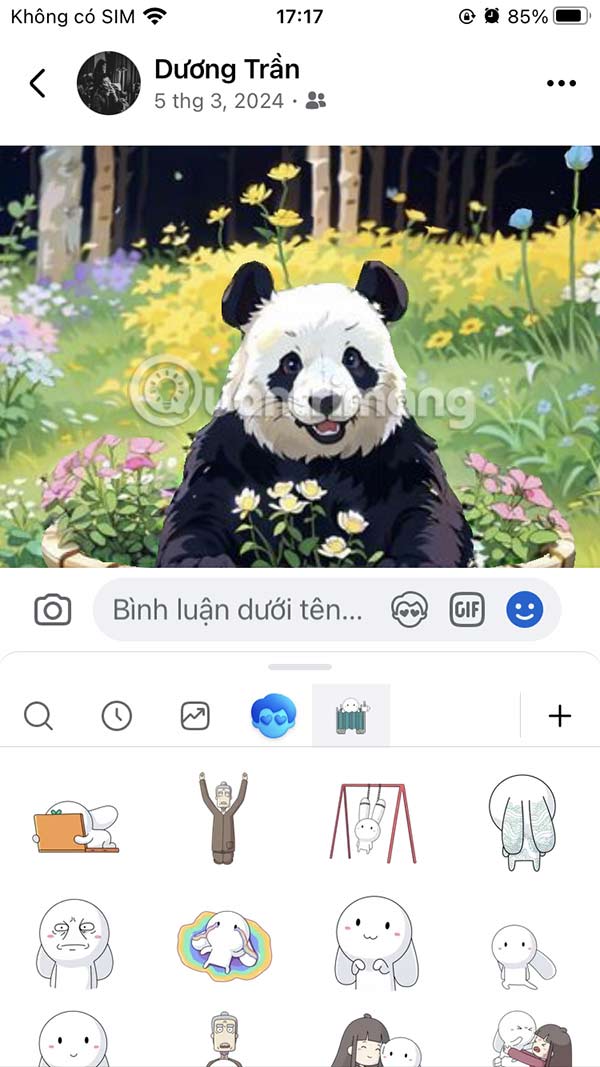 Sticker Thỏ 7 màu trên Facebook