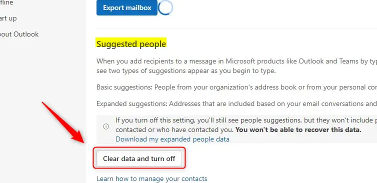 Cách tắt đề xuất tài khoản trong Outlook