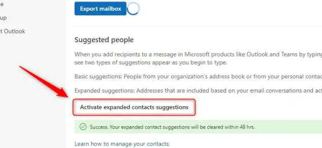 Bật đề xuất người trong Outlook