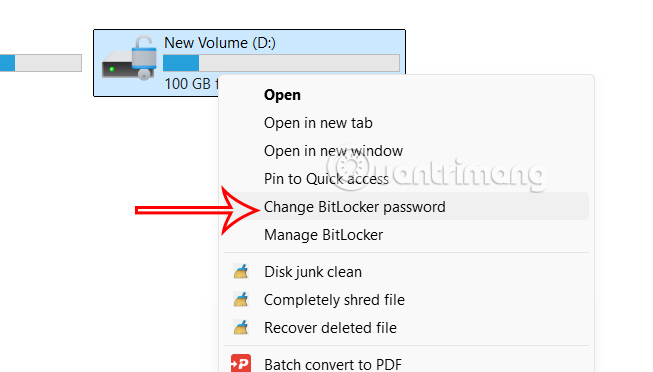 Đổi mật khẩu BitLocker thư mục Windows