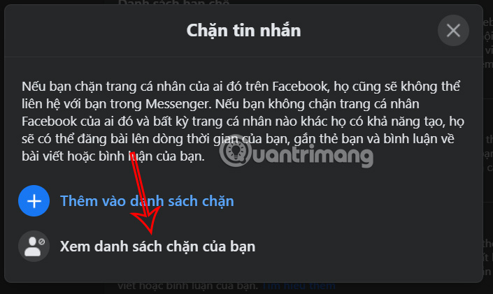 Xem danh sách chặn trên Facebook 