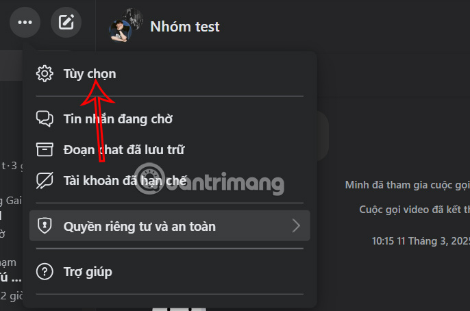 Tùy chọn Messenger trên máy tính