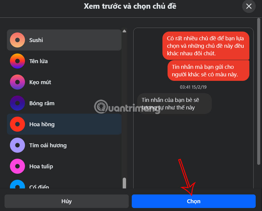 Màu Messenger trên máy tính