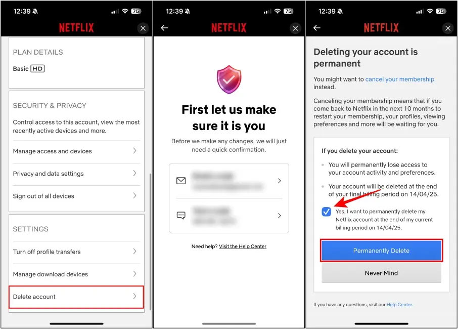 Xóa tài khoản Netflix trên điện thoại