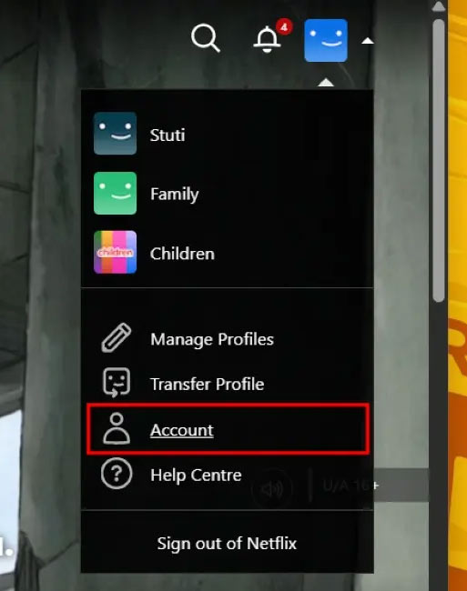Truy cập quản lý tài khoản Netflix máy tính