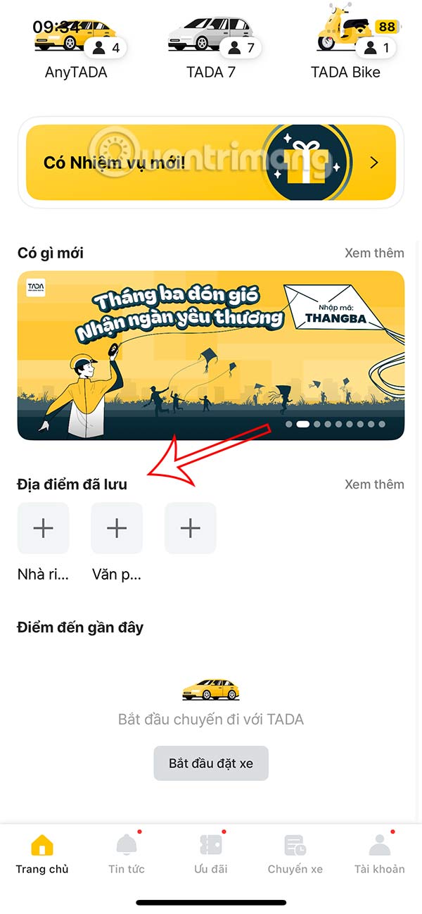 Lưu địa điểm trong TADA