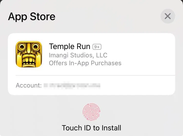Lời nhắc Touch ID trong iOS.