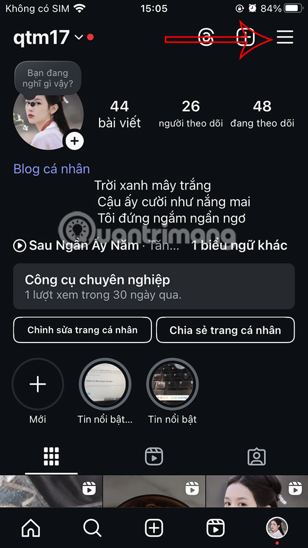 Tùy chỉnh tài khoản Instagram
