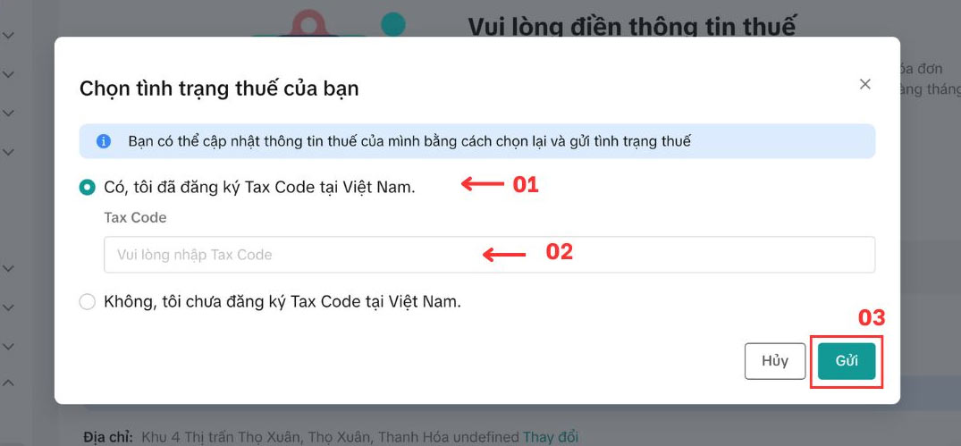 Nhập TikTok tax code trên máy tính