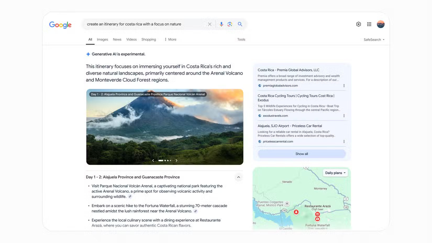 Ý tưởng chuyến đi với AI Overviews