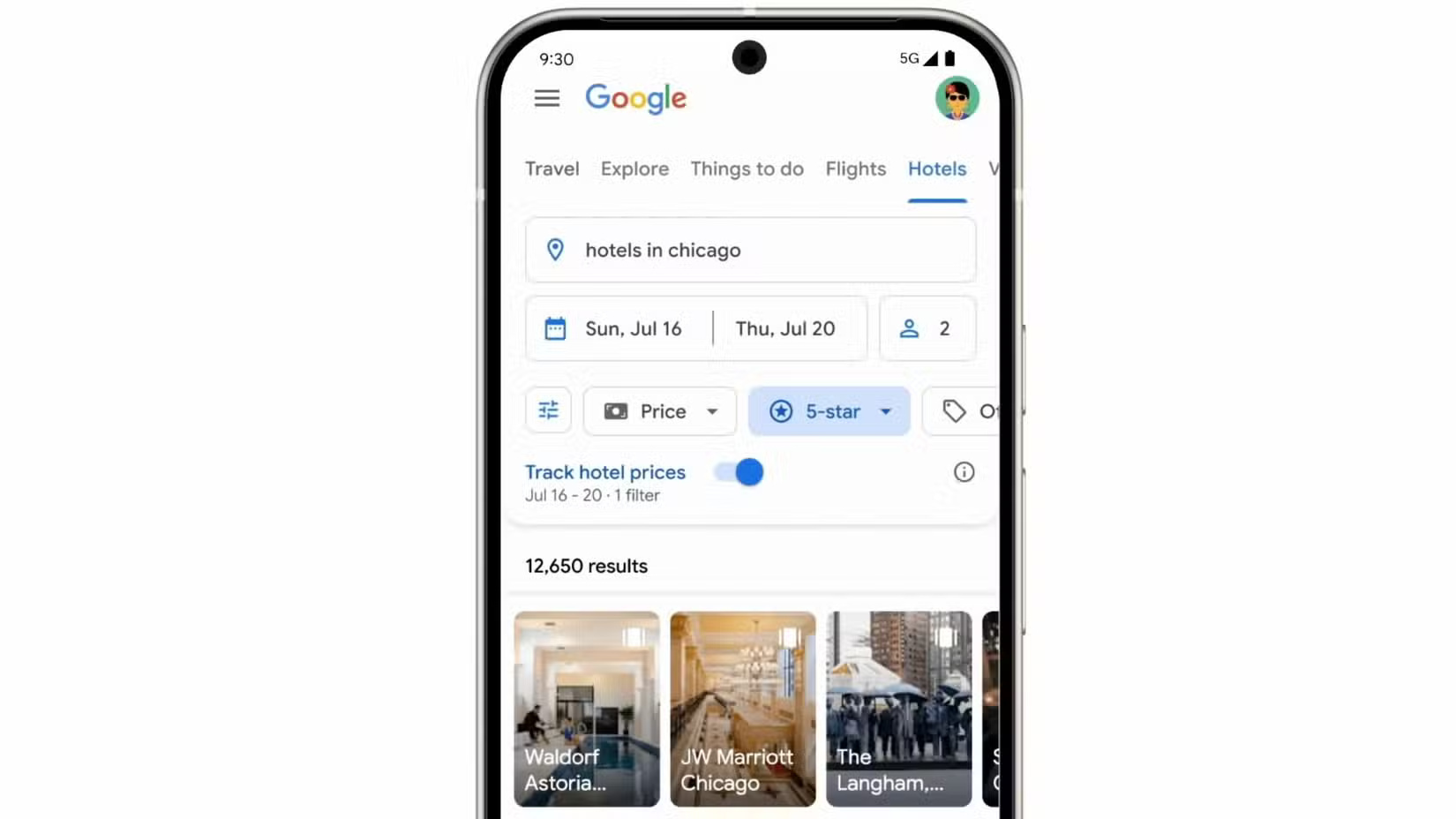 Theo dõi giá khách sạn trên Google