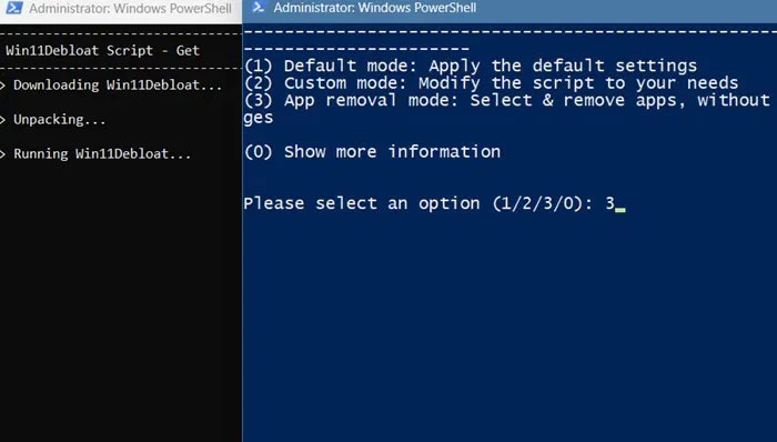 Lệnh xóa ứng dụng trong PowerShell cho script Win11Debloat.